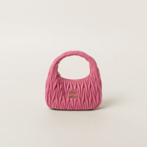 Wander Matelassé Soft Lamb Nappa Small Crescent Moon Bag Peach Blossom Pink