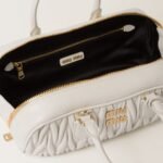Arcadie Matelassé Large Soft Lamb Leather Handbag White