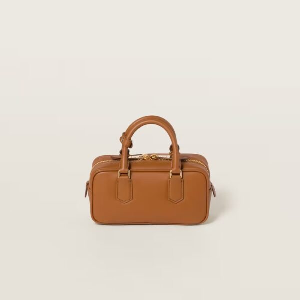 Arcadie Leather Small Handbag Cognac color