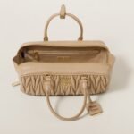 Arcadie Matelassé Large Soft Lamb Leather Handbag Sandy yellow