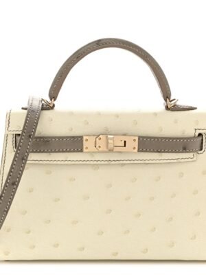 Ostrich Horseshoe Kelly Sellier Mini 20 Beton Gris Tourterelle