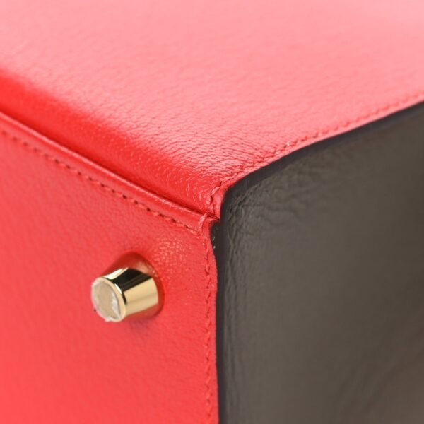 Chevre Chandra Bi-Color Horseshoe Kelly Sellier 25 Rouge De Coeur Etoupe