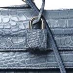 Matte Porosus Crocodile Kelly 35 Bleu Brighton