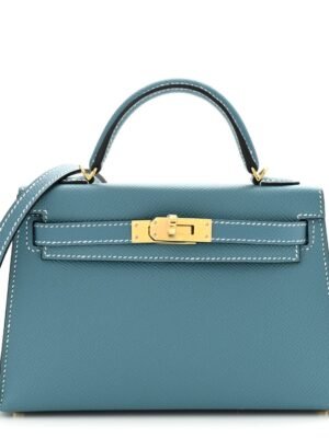 Epsom Mini Kelly Sellier 20 New Blue Jean