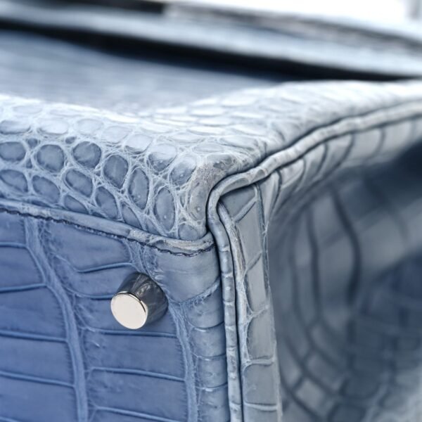 Matte Porosus Crocodile Kelly 35 Bleu Brighton