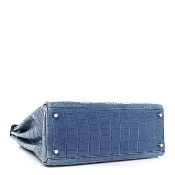 Matte Porosus Crocodile Kelly 35 Bleu Brighton