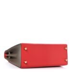 Chevre Chandra Bi-Color Horseshoe Kelly Sellier 25 Rouge De Coeur Etoupe