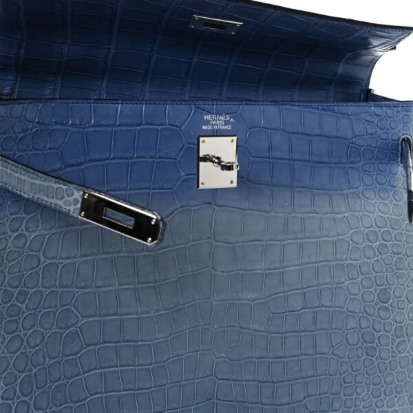 Matte Porosus Crocodile Kelly 35 Bleu Brighton