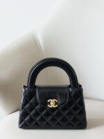 CHANEL 23K Kelly Waxed Calfskin Leather Handbag Bag – Black