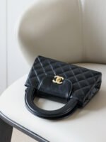 CHANEL 23K Kelly Waxed Calfskin Leather Handbag Bag – Black