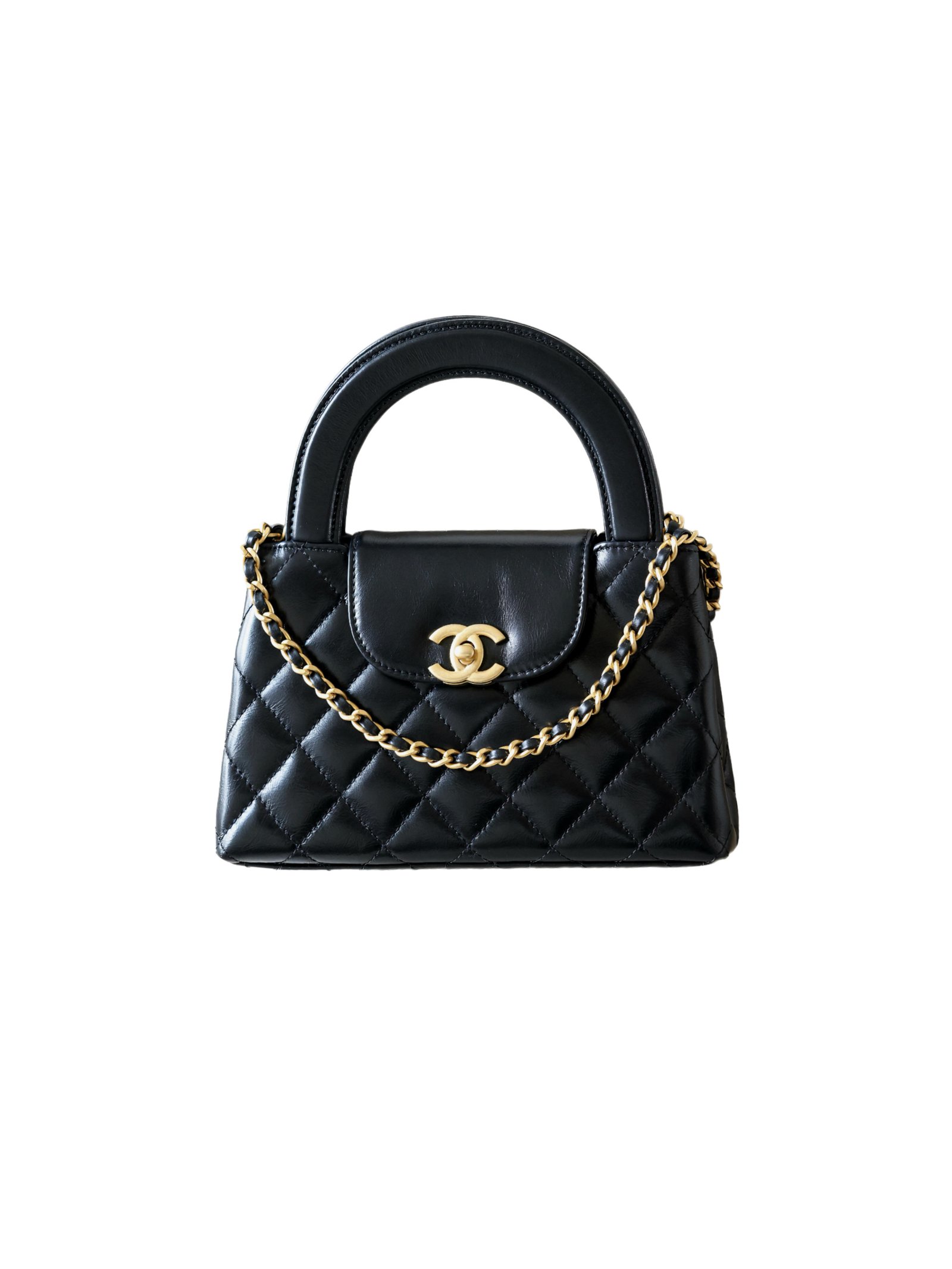 CHANEL 23K Kelly Waxed Calfskin Leather Handbag Bag – Black