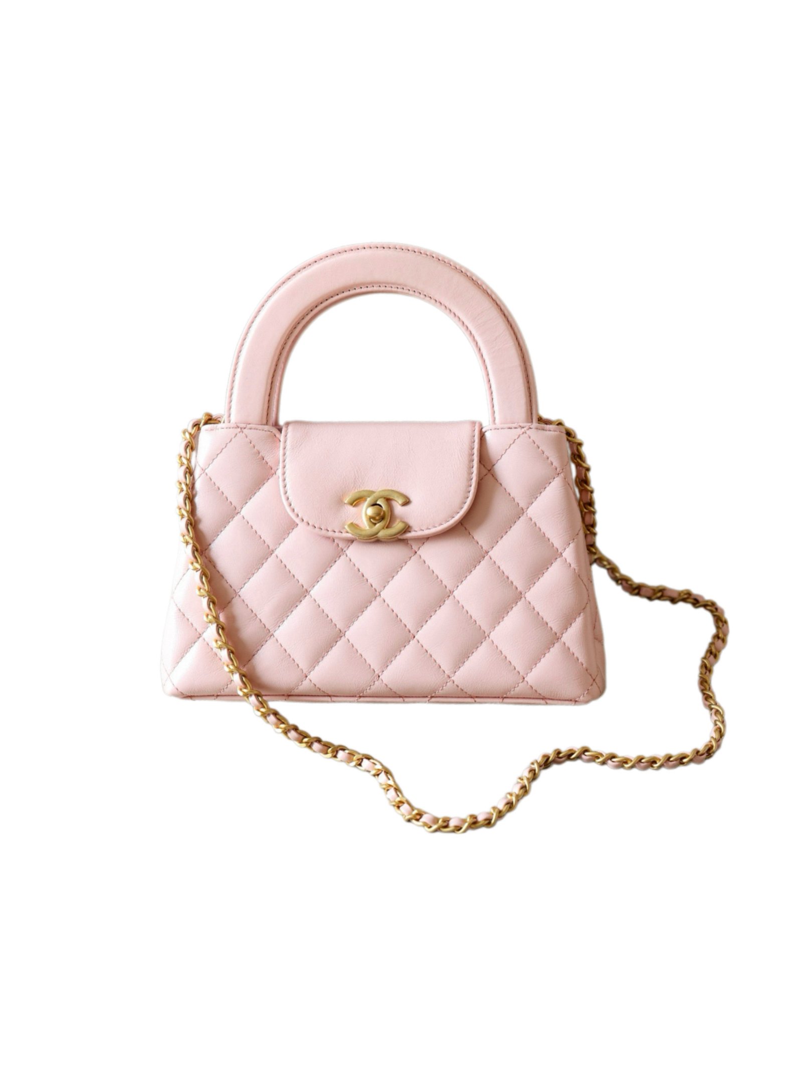 CHANEL 23K Kelly  Waxed Calfskin Leather Handbag Bag – Light Pink (23K Pink)