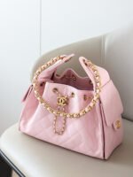 CHANEL 25bag Small Size – Pink Caviar Leather with Gold Buckle