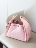 CHANEL 25bag Small Size – Pink Caviar Leather with Gold Buckle