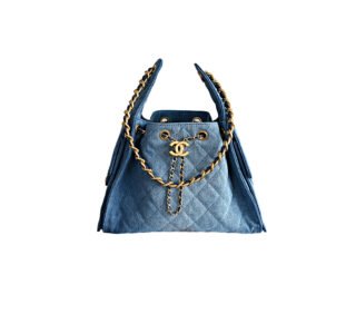 CHANEL 25bag Small size – Blue Denim Shoulder Bag with Gold Buckle