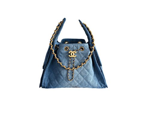 CHANEL 25bag Small size – Blue Denim Shoulder Bag with Gold Buckle