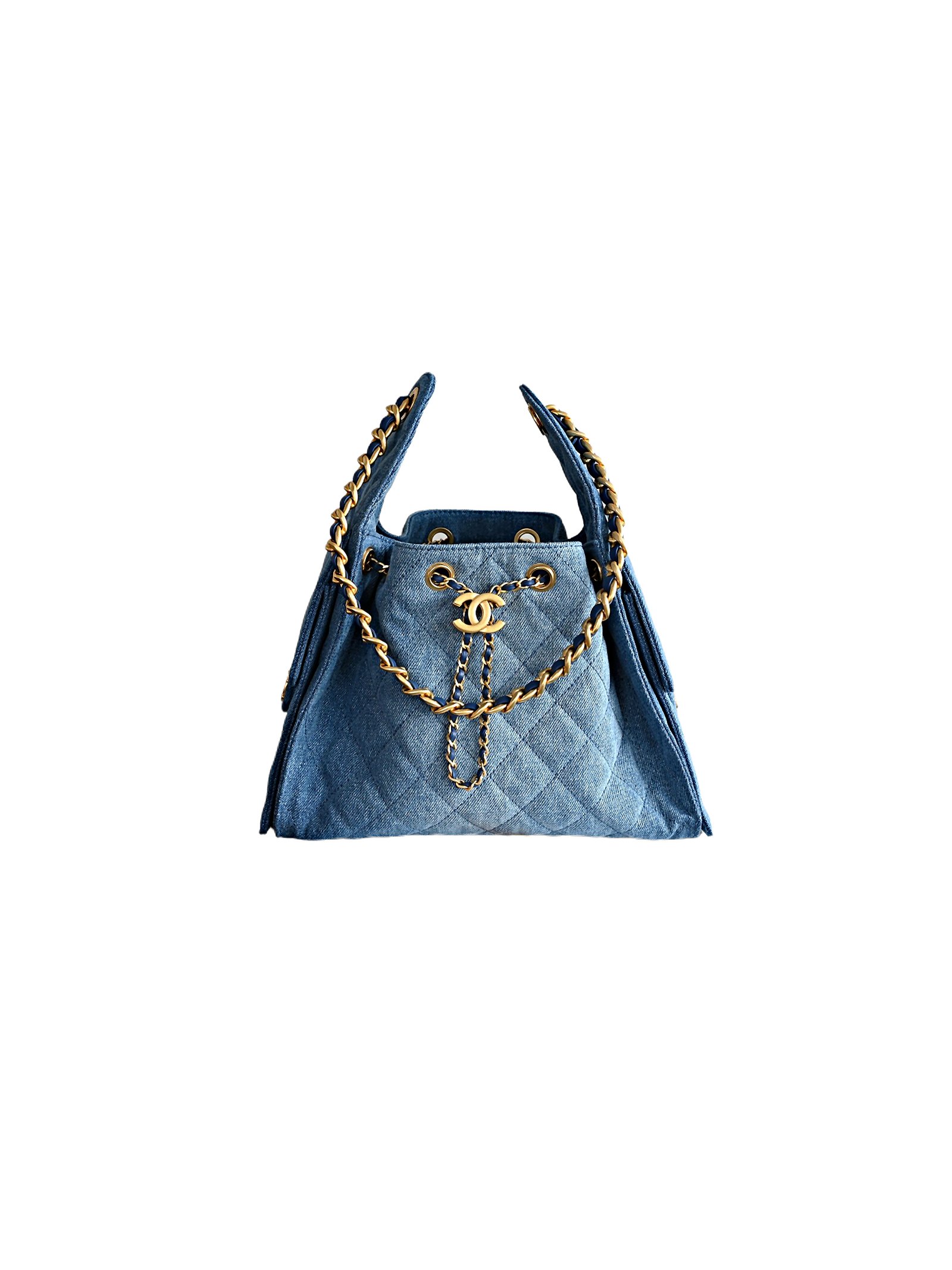 CHANEL 25bag Small size – Blue Denim Shoulder Bag with Gold Buckle