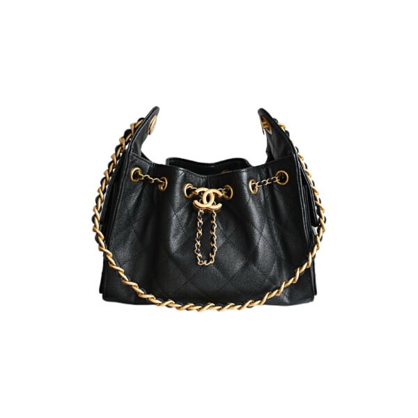 CHANEL 25bag Mini size – Black Caviar Leather with Gold Buckle