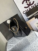 CHANLE 25bag Small Size – Black Caviar Leather with Gold Buckle