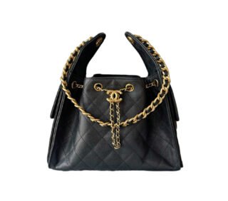 CHANLE 25bag Small Size – Black Caviar Leather with Gold Buckle