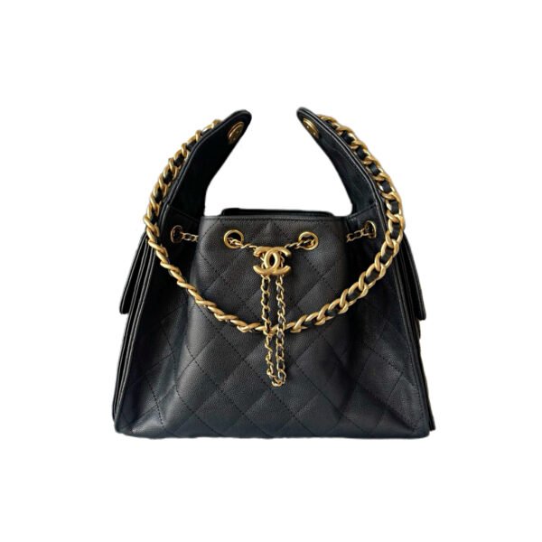 CHANLE 25bag Small Size – Black Caviar Leather with Gold Buckle
